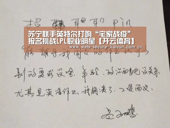 苏宁联手英特尔打响“宅家战疫” 报名挑战LPL职业明星【开云体育】(图1) 开云体育